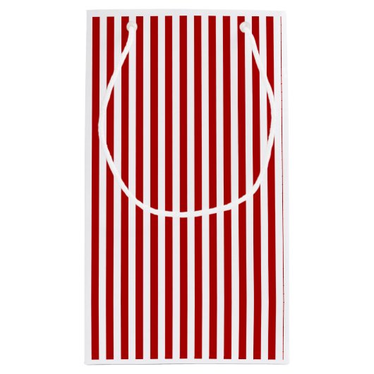 Kerstrode, witte, gestreept tas klein cadeauzakje (Achterkant)