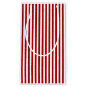 Kerstrode, witte, gestreept tas klein cadeauzakje (Voorkant)