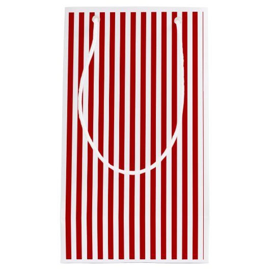 Kerstrode, witte, gestreept tas klein cadeauzakje (Voorkant)