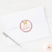 Kerstrode witte glitter business logo ronde sticker (Envelop)
