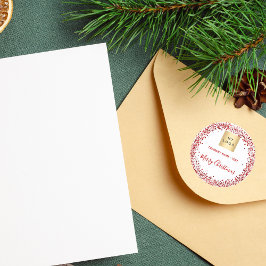 Kerstrode witte glitter business logo ronde sticker