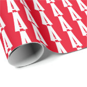 Kerstrode, witte initiaal monogram letter cadeaupapier (Rol Hoek)