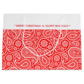 Kerstrode witte paisley 2 groot cadeauzakje (Voorkant)