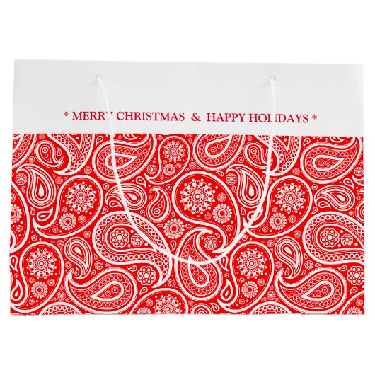 Kerstrode witte paisley 2 groot cadeauzakje (Achterkant)