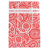 Kerstrode witte  paisley medium cadeauzakje (Achterkant)