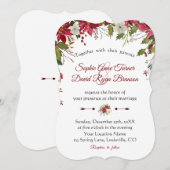 Kerstrode witte poinsettia bruiloft kaart (Voorkant / Achterkant)