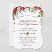 Kerstrode witte poinsettia bruiloft kaart (Voorkant)