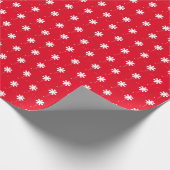 Kerstrode witte sneeuwvlokken, schattige kreet cadeaupapier (Hoek)