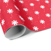 Kerstrode witte sneeuwvlokken, schattige kreet cadeaupapier (Rol Hoek)