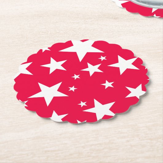 Kerstrode witte sterren Elegant Sjabloon Kartonnen Onderzetters (Gekanteld)