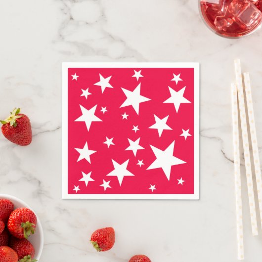 Kerstrode witte sterren Elegant Sjabloon Servet (Insitu)