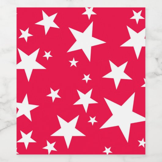 Kerstrode witte sterren Elegant Sjabloon Wijn Etiket (Enkel label)