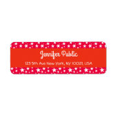 Kerstrode witte sterren handgeschreven script etiket (Voorkant)