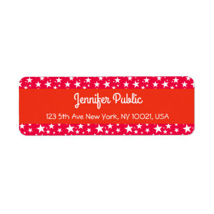 Kerstrode witte sterren handgeschreven script etiket