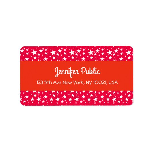 Kerstrode witte sterren handschrift etiket (Voorkant)