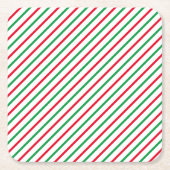 Kerstrode witte strepen, feestdagen kartonnen onderzetters (Voorkant)