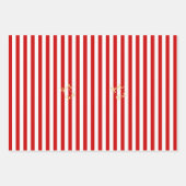 Kerstrode witte strips Gold-feestdagen tijdens ker Inpakpapier Vel (Voorkant 3)