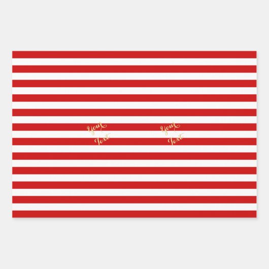 Kerstrode witte strips Gold-feestdagen tijdens ker Inpakpapier Vel (Voorkant)