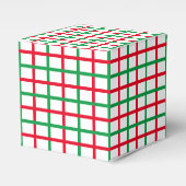 Kerstrode, witte vierkantjes feestdagen bedankdoosjes (Voorkant Zijde)