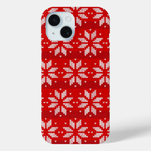 Kerstrode witte winterfeestdag nit Snowflakes iPhone 15 Case