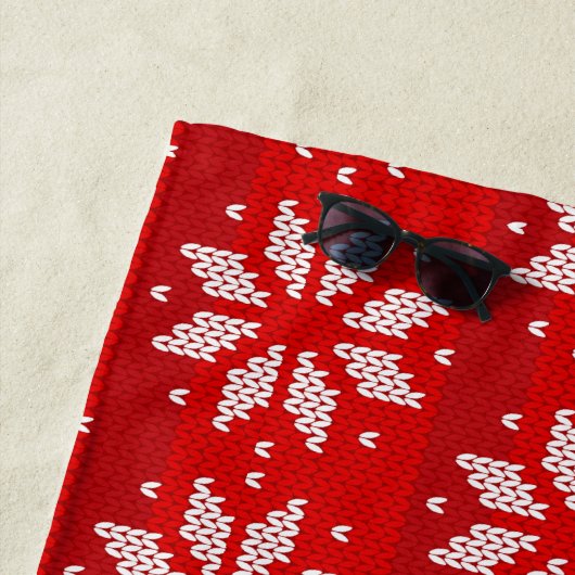 Kerstrode witte winterfeestdag nit Snowflakes Strandlaken (In situ)