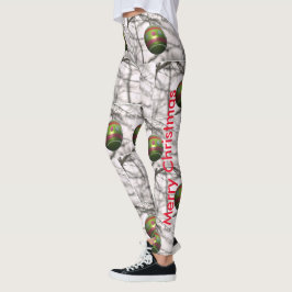 Kerstrode zilver-Ornamenten Leggings