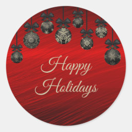 Kerstrode zwarte elegante Feestdagen Ronde Sticker