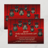 Kerstrode zwarte elegante Feestdagen RSVP Kaartje (Voorkant / Achterkant)