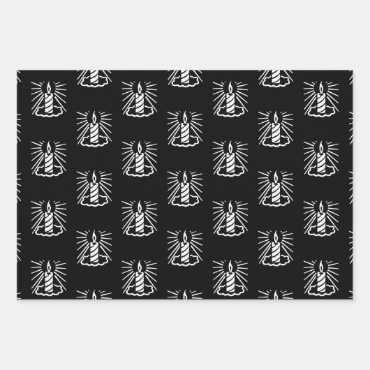 Kerstrode zwarte witte kaarsen inpakpapier vel (Voorkant 3)