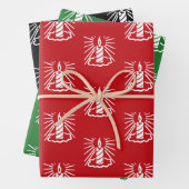 Kerstrode zwarte witte kaarsen inpakpapier vel (In situ)