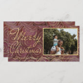 Kerstroden en goud feestdagenkaart (Voorkant / Achterkant)