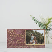 Kerstroden en goud feestdagenkaart (Staand voorkant)