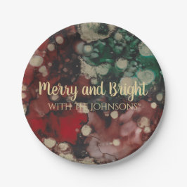 Kerstroden en goud papieren bordje