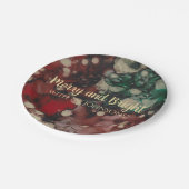 Kerstroden en goud papieren bordje (Gekanteld)