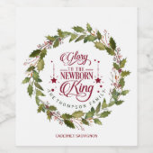 Kerstroem naar de pasgeboren Koning Monogram Wijn Etiket (Enkel label)