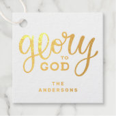 Kerstroem ter ere van God | Goud Christelijk Relig Bedankjes Labels (Voorkant)