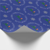 Kerstroer aangepaste tekst blauw cadeaupapier (Hoek)