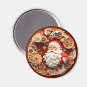 Kerstroest bruin Santa 3d hout look Magneet (Voorkant / Achterkant)