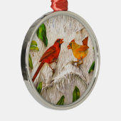 Kerstroetvogels. Zing van liefde Metalen Ornament (Rechts)
