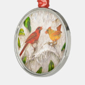 Kerstroetvogels. Zing van liefde Metalen Ornament (Links)