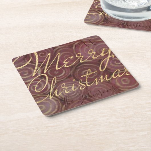 Kerstrollen van goud kartonnen onderzetters (Schuin)