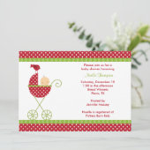 Kerstroller Baby Shower-uitnodigingen Kaart (Staand voorkant)