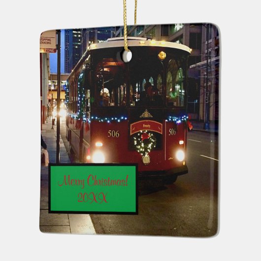 Kerstrolley in Chicago Keramisch Ornament (Links)