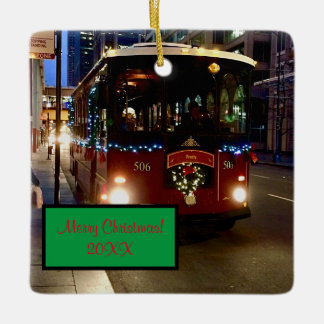 Kerstrolley in Chicago Keramisch Ornament