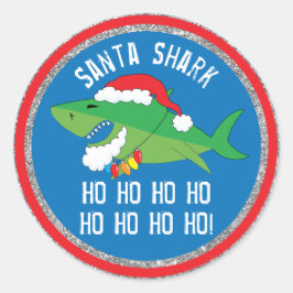 Kerstronde — Stickers Santa Shark personaliseren