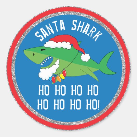 Kerstronde — Stickers Santa Shark personaliseren (Voorkant)