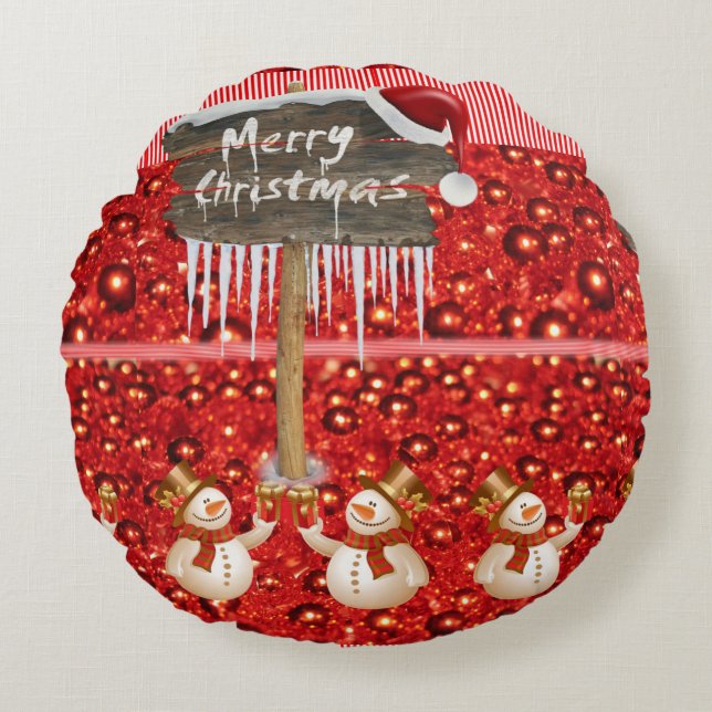 Kerstrondreis, vrolijk kerstfeest rond kussen (Voorkant)