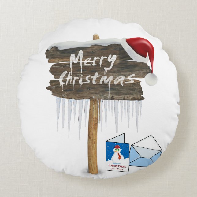 Kerstrondreis, vrolijk kerstfeest rond kussen (Voorkant)