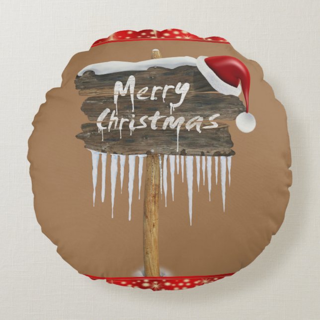 Kerstrondreis, vrolijk kerstfeest rond kussen (Voorkant)