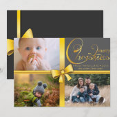 Kerstrood bewerkbaar 3 foto's feestdagenkaart (Voorkant / Achterkant)